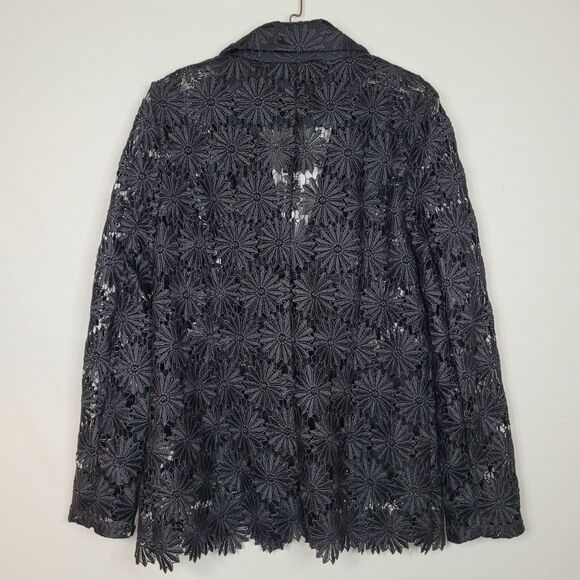 NWT Berek Black Lace Daisy Blazer Womens L Whimsigoth Party Cocktail Jacket - Picture 2 of 11